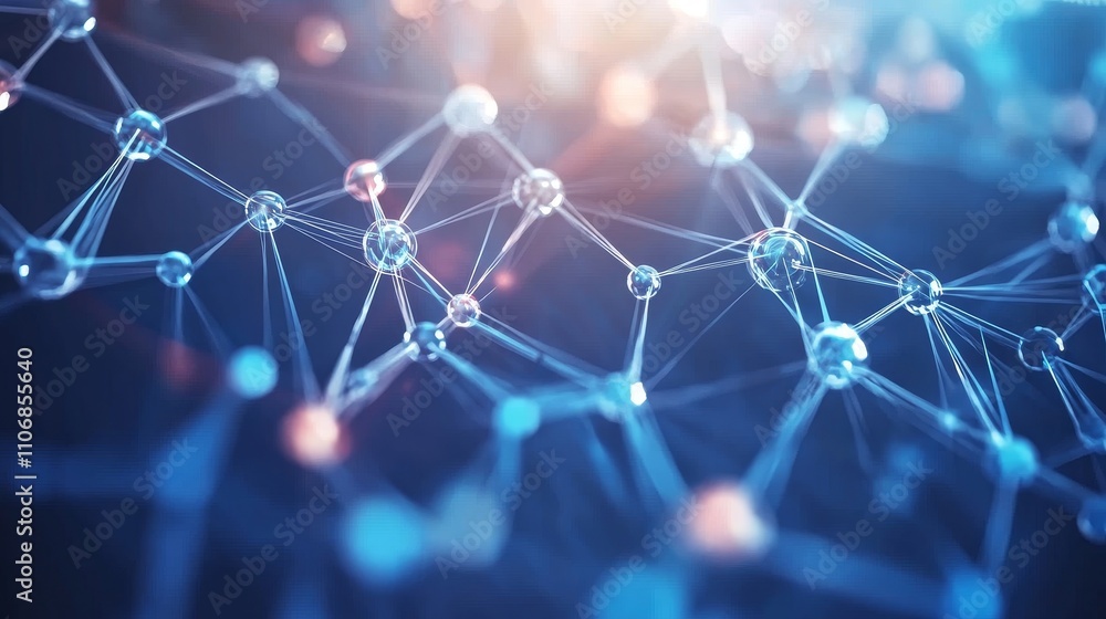 Poster abstract network of interconnected nodes with glowing lights