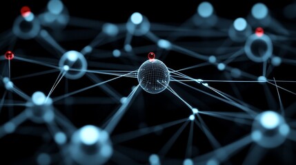 A 3D Rendering of a Network of Interconnected Spheres