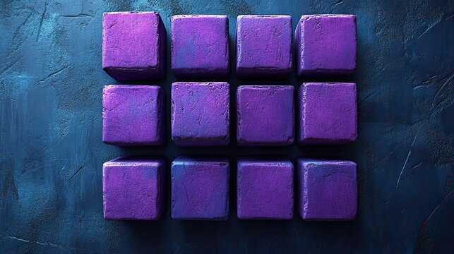 A purple block of cubes on a dark blue background, creating a geometric design
