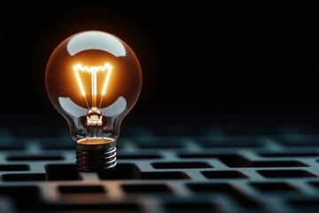 breakthrough innovation, in a wave of obstacles, a bright lightbulb shines, symbolizing a breakthrough idea in a complex maze