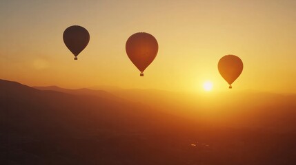 Fototapeta premium travel and inspiration, hot air ballons in Turkey flying at sunrise sky
