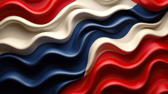 A red, white, and blue pattern with smooth curves, ideal for a patriotic design