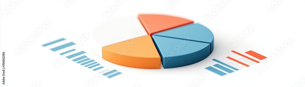 Poster tax planning deduction concept. a colorful pie chart with segmented portions and accompanying bar gr