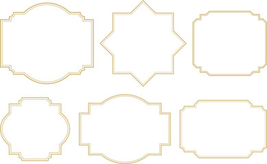 金のシンプルな装飾フレーム素材セット