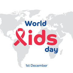 World AIDS Day Vector Illustration on 1 December featuring a Red Ribbon Symbol to Raise Awareness of the AIDS Epidemic in a Flat Style Background