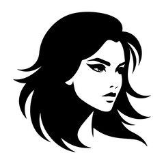 Portrait of a Beautiful Girl Silhouette Vector Illustration