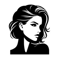 Portrait of a Beautiful Girl Silhouette Vector Illustration