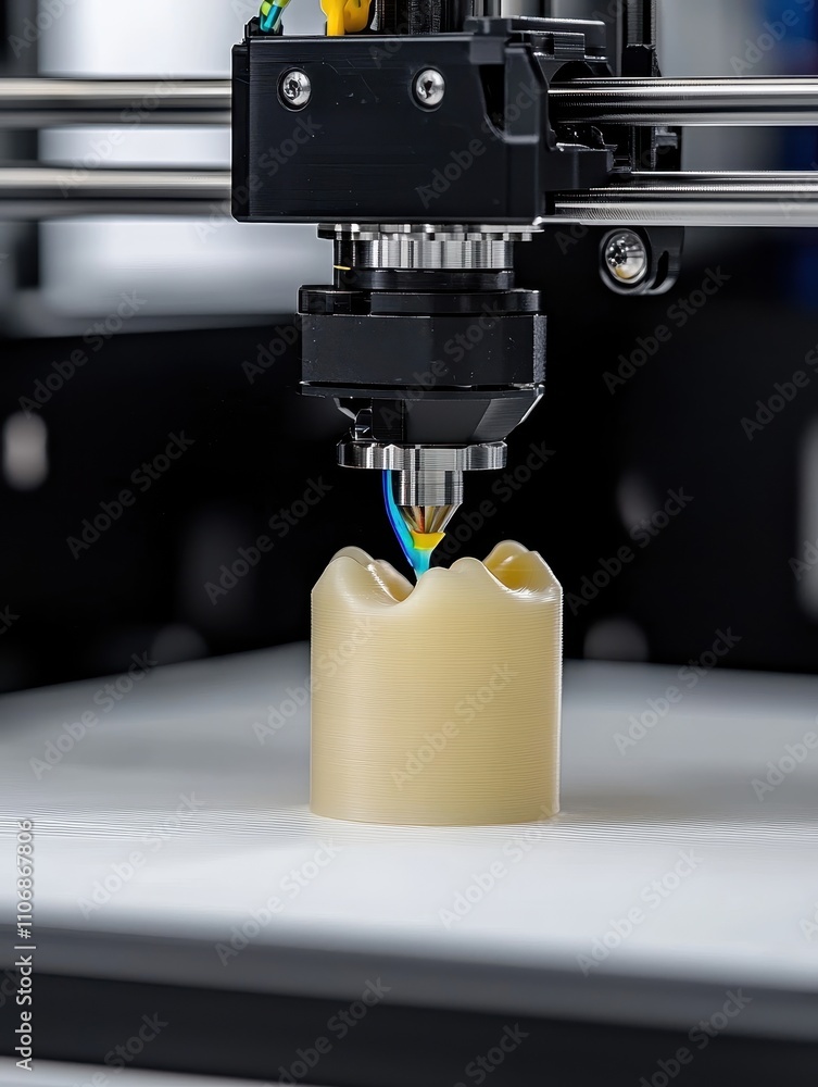 Poster 3d printing action workshop technology process indoor environment close-up view innovation concept f