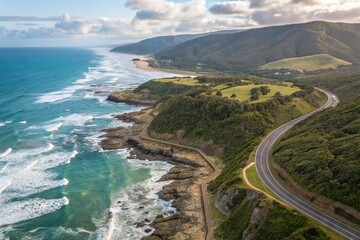 Fototapeta premium Aerial Drone View of the Great Ocean Road, Victoria, Australia
