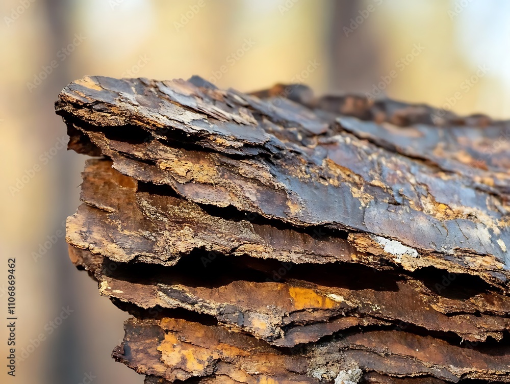 Poster close-up of layered tree bark texture.