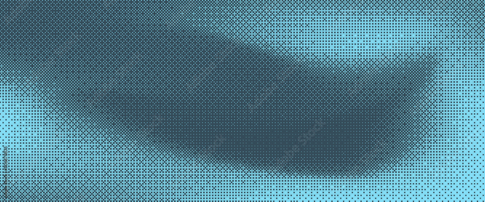 Poster old screen bitmap background template. vector dark blue dither pixelated backdrop retro style