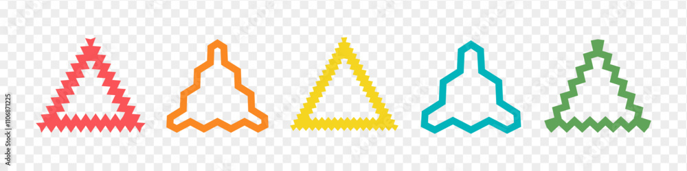Poster zigzag edge triangle frames collection. colorful linear jagged sticker or stamp set with wavy edges