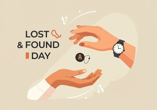 Lost & Found Day Illustration with Hands and Missing Items