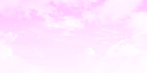 Pink sky with white clouds. Vector file