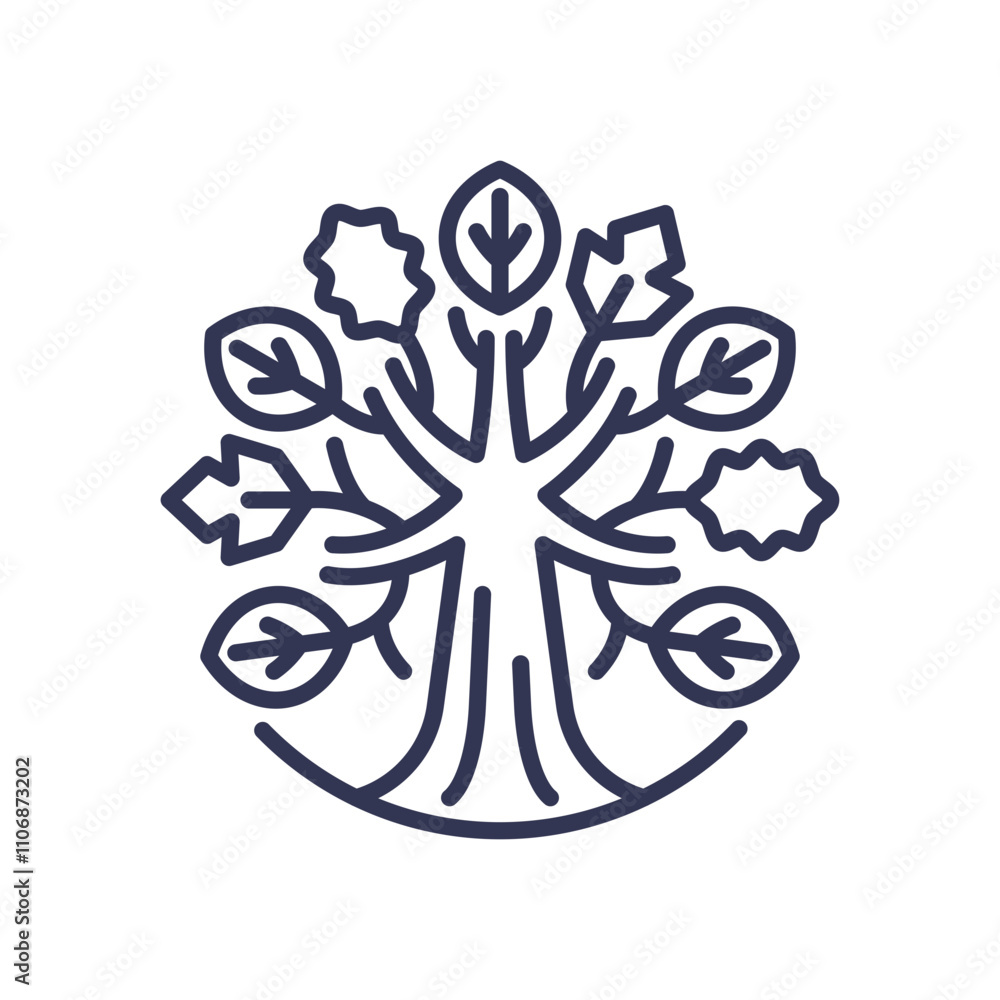 Poster tree with diverse leaves symbolizes unity in diversity.