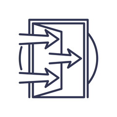 Arrows passing through a door symbolize pathways to new opportunities.