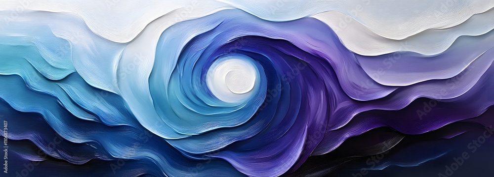 Poster a 3d modern canvas with a swirling vortex of soft gradients in blues, purples, and whites, creating 