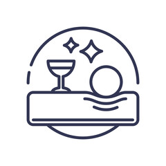 Minimalist icon of a bed, pillow, and stars symbolizing peaceful, undisturbed sleep.