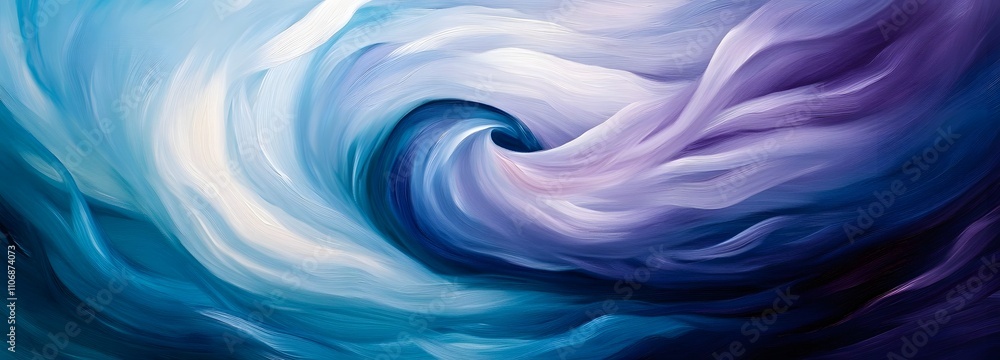 Poster a 3d modern canvas with a swirling vortex of soft gradients in blues, purples, and whites, creating 