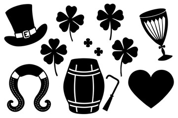 St. Patrick's Day Silhouette Elements, Silhouette Design Pack for St. Patrick's Day Celebrations,  Silhouette Elements Collection for St. Patrick's Day,  St. Patrick’s Day Silhouette Collection - Sham
