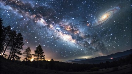 Naklejka premium Large panoramic views display celestial visuals inspiring a sense of wonder and connecting users with the universe.