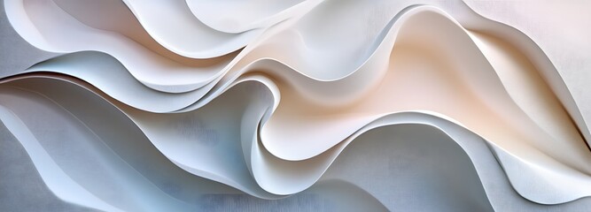 Obraz premium A smooth, 3D modern canvas with layered organic curves and soft gradients in pastel tones, giving the piece a serene, ethereal quality with depth and dimension