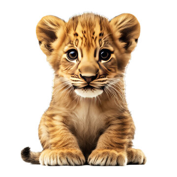 A lion cub on a transparent background.