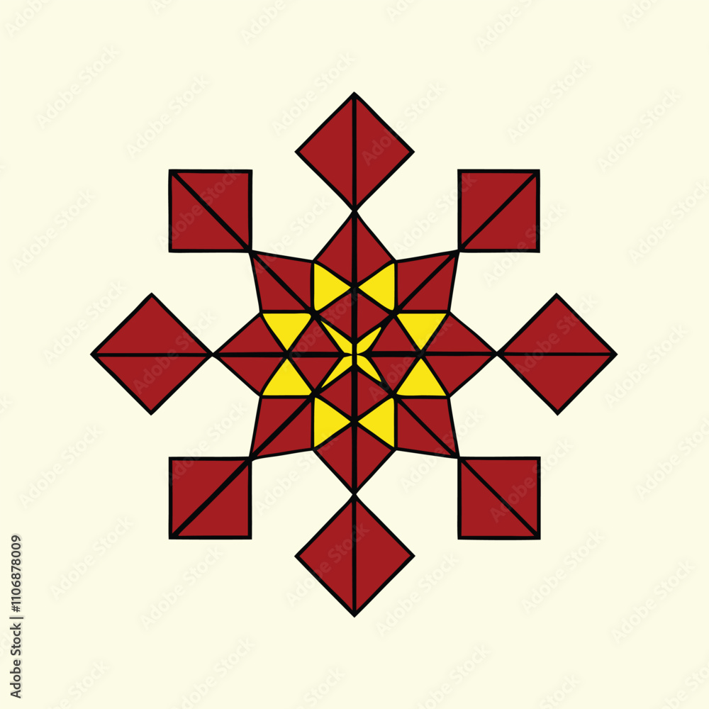 Poster a visually striking geometric starburst pattern, perfect for a variety of design projects. this vers