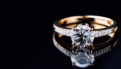 Beautiful Diamond Rings on Black Background - Soft Focus Macro Close-Up