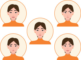 Obraz premium 「ショートヘア女性の喜怒哀楽」ベクターイラストセット