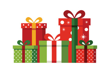 Christmas Gifts and Presents Vector Set - Festive Holiday Gift Boxes with Ribbons for Seasonal Celebration Designs
