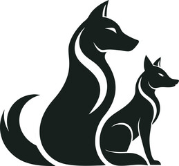 Minimalist Pet Logo Design - Black Silhouette Style, Art & Illustration