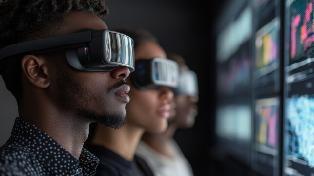 Immersive technology experience with diverse team using VR headsets