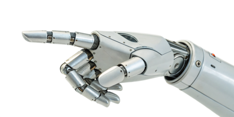 Robot's right  hand finger pointing out. PNG