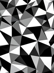 Halftone triangle geometric pattern in black and white, featuring interlocking triangles of varying sizes , graphic design print, halftone design