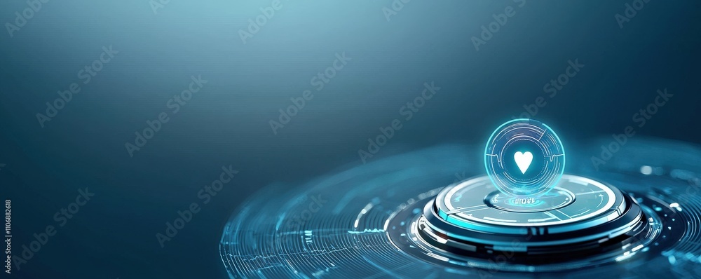 Poster health warning risk campaign concept. digital sphere with glowing patterns on a futuristic surface.