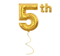 5th anniversary balloon gold number