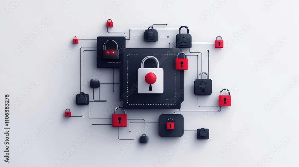 Aufkleber Digital Lock Security Concept with Abstract Circuits and Connection Lines Representing Cyber Protection and Data Safety Measures for Online Privacy