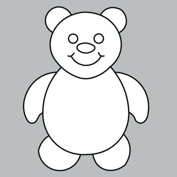 Hand drawn teddy bear smailling with white beackground