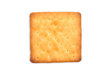 Square saltine cracker on white background. One cookie isolated.