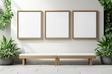 Three banner sign mockup in horizontal format