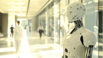 An artistic depiction of artificial intelligence revolutionizing medicine with futuristic technology