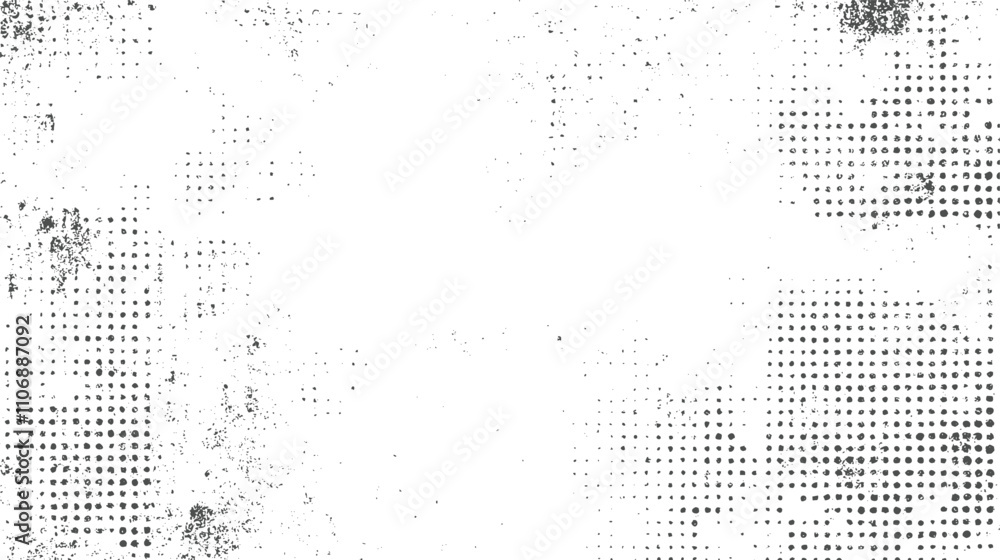 Poster grunge halftone black dost texture background. abstract halftone monochrome dotted pattern.