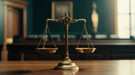 Legal balance in courtroom justice system photography professional environment close-up view law concept