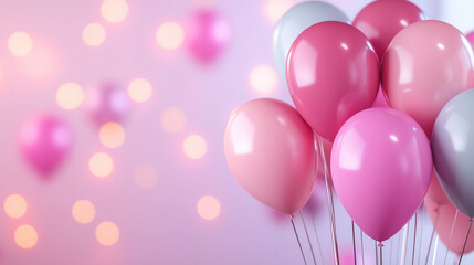 Pastel balloons colors with decoration party on Pastel Background, symbolizes the start of the new year