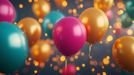 Pastel balloons colors with decoration party on Pastel Background, symbolizes the start of the new year