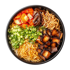 Bowl of noodles isolated on white and transparent background
