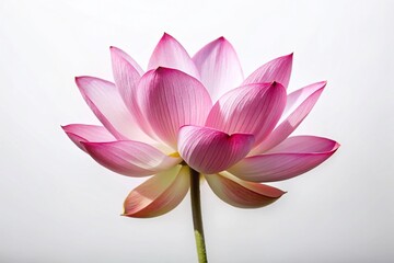 Elegant Minimalist Pink Lotus Flower Isolated on Crisp White Background for Tranquil and Serene Nature Imagery