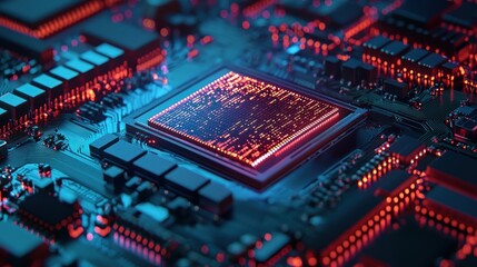 An artistic representation of a futuristic computer integrated with artificial intelligence technology