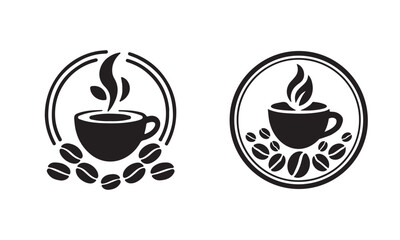 Coffee vector logo design with unique concept Premium Vector, A cup of hot cafe coffee or caffeine drink flat vector icon for food apps and websites